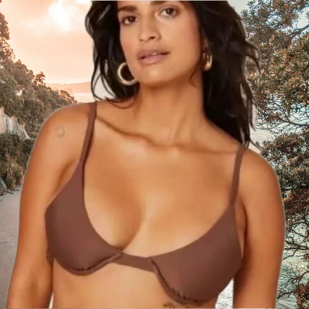 Andie Swim The Sicily Top Espresso Brown Eco Nylon Size XS